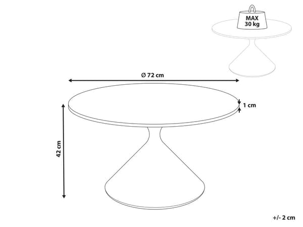 Sofabord Hvid Sort Bordplade i sintret sten Metalstel ø 72 cm Moderne design Stue Sofabord