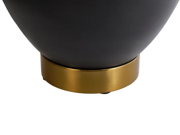 Sidebord Hvid Sort Bordplade i sintret sten Metalbase ø 48 cm Gulddetaljer Opbevaringsrum Moderne design Stue Små borde
