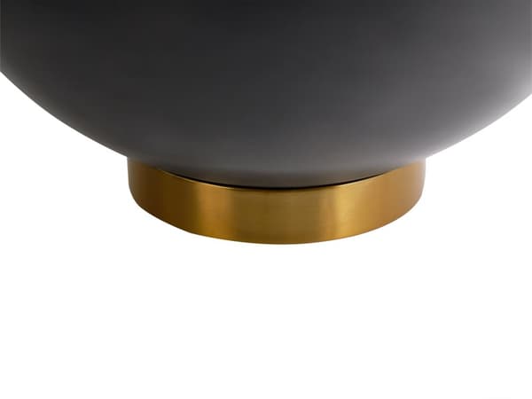 Sofabord Hvid Sort Bordplade i sintret sten Metalstel ø 74 cm Gulddetaljer Moderne design Stue Sofabord