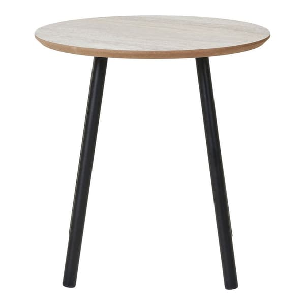 Aalst sidebord Ø40 cm beige travertin dekor.