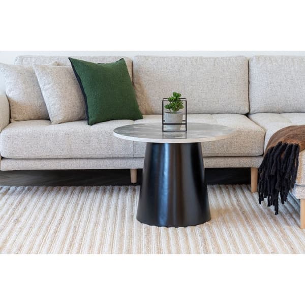 Brito sofabord marmor-look Ø60 cm grå, svart.