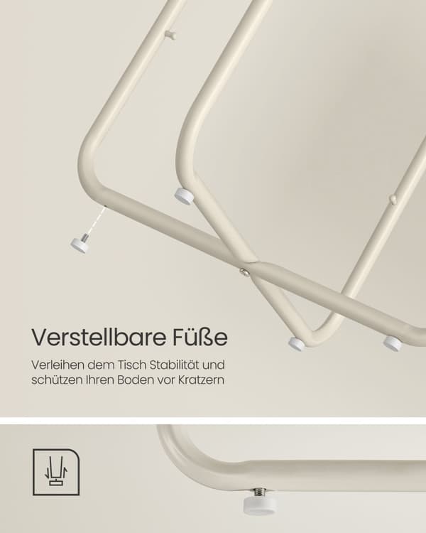 Lille Rundt Sofabord, Sidebord med Stofkurv, Opbevaring til Stue, Soveværelse, Natbord, Moderne Stil, Cremehvid