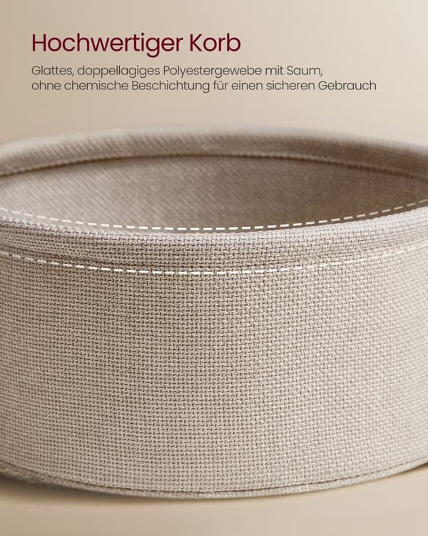 Sofabord, sidebord med stofkurv, til stue, soveværelse, natbord, hvid og kamelbrun
