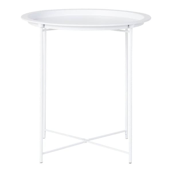Rootz Bastia Side Table - White Steel Table - Round Top Table - Modern Look - Ø47cm x 50cm