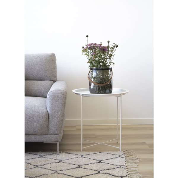 Rootz Bastia Side Table - White Steel Table - Round Top Table - Modern Look - Ø47cm x 50cm