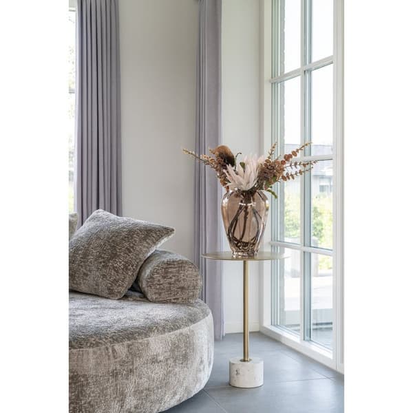 Rootz Lecco Sidobord - Mässing Accent Table - Marble End Table - Lyxig design - Ø41cm x 58 cm