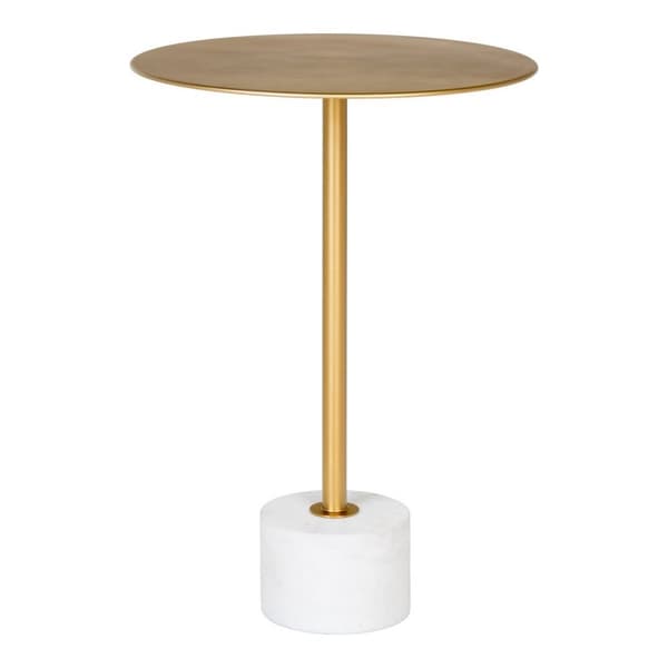 Rootz Lecco Sidobord - Mässing Accent Table - Marble End Table - Lyxig design - Ø41cm x 58 cm