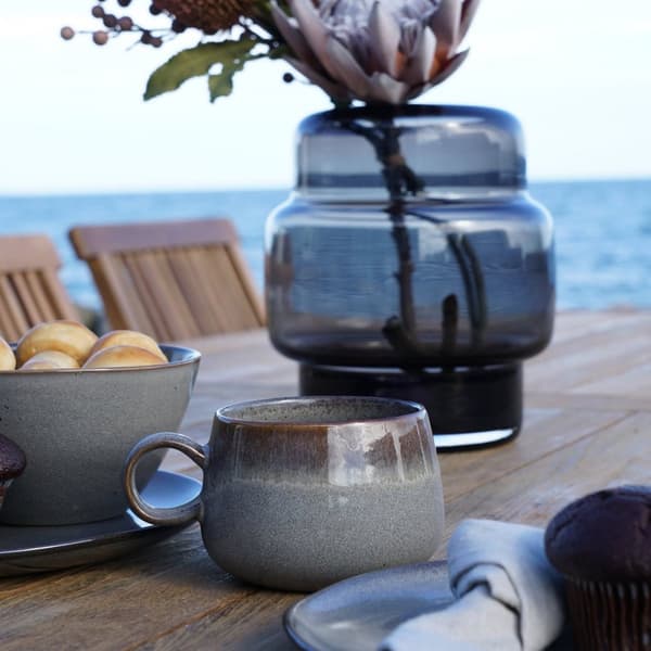 Rootz Selma Mug Set - Keramiska muggar - Grå/brun - Stylish Drinkware - Ø10cm x 7,5 cm - Uppsättning av 4