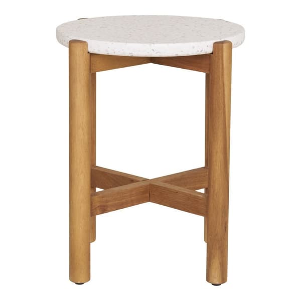 Rootz Terracina Sidobord - Acacia Wood Table - Round Lounge Table - Hållbart & lätt att rengöra - Ø37x46cm