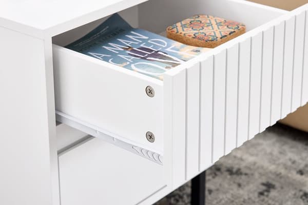 Rootz Bedside Table - Yöpöytä - Päätytaulu - Järjestäytynyt varastointi - 40x48x40cm - teollisuustyyli - turvallinen ja tukeva MDF