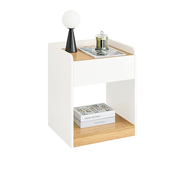 Rootz Bedside Table - Nightbord - Bedroom Organizer - Forbedrer privatlivets fred - 45x55x40cm - PB og MDF -materiale - Praktisk opladningsfunktion