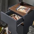 Miniatyrbillede 5 af 8: Rootz Elegant Bedside Table - Side Bord - Natbord - Rigelig opbevaring - 30x56x30cm - Grå og brunt læder