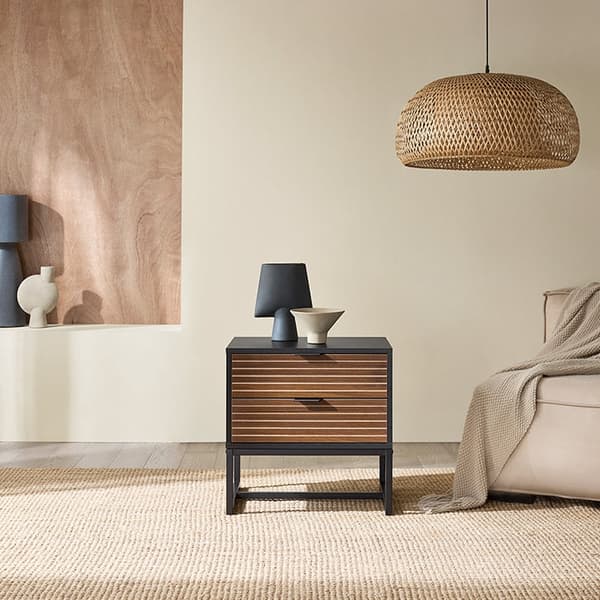 Rootz Industrial Bedside Pöytä - Yöpöytä - Järjestäjä - 2 laatikkoa helppoa säilytystilaa - MDF & Metal - 50x50x40cm