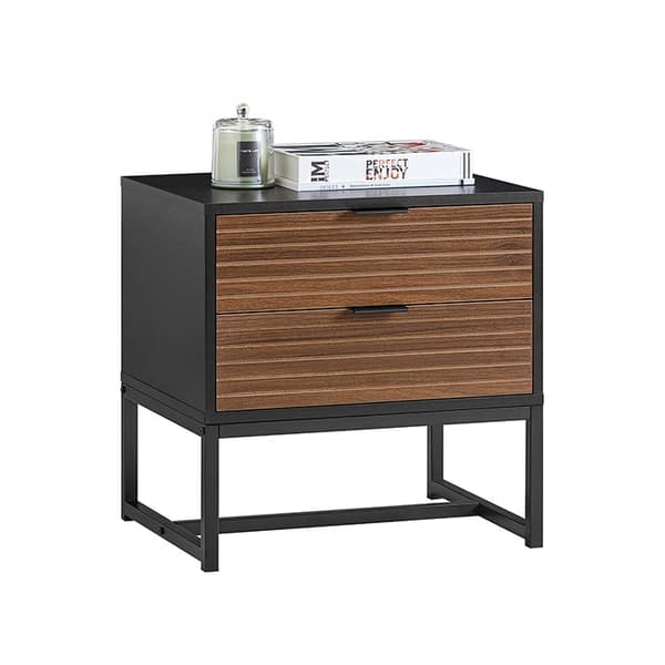 Rootz Industrial Bedside Pöytä - Yöpöytä - Järjestäjä - 2 laatikkoa helppoa säilytystilaa - MDF & Metal - 50x50x40cm