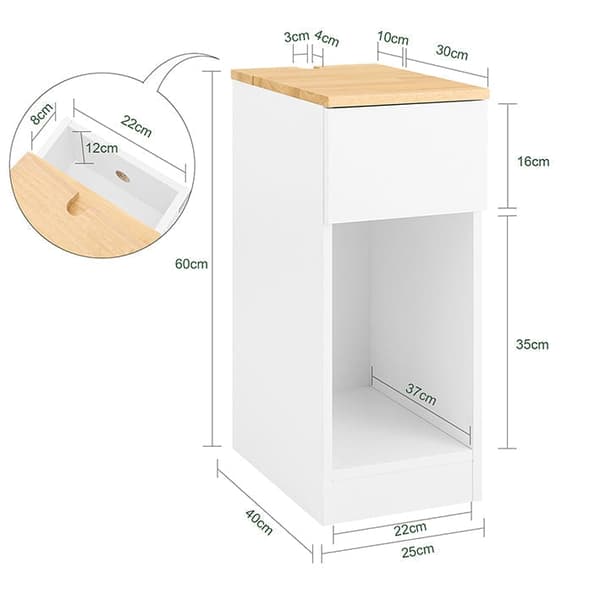 Rootz natbord - Bedstabel - sidebord - Stabilitet og opbevaring - 25x60x40cm - Organiser og beskyttegulve