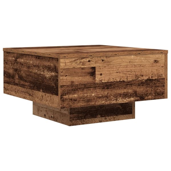 vidaXL Kahvipöytä LED-valoilla, Vanha Puinen 55x55x31 cm