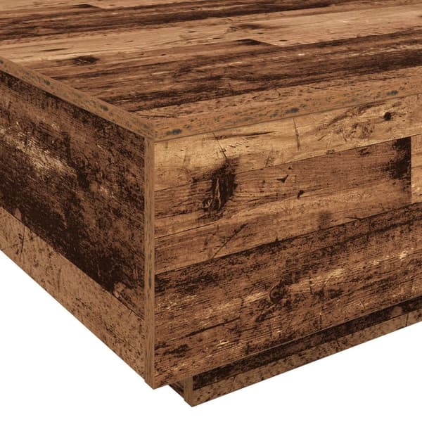 vidaXL Kahvipöytä LED-valoilla, Vanha Puinen 55x55x31 cm