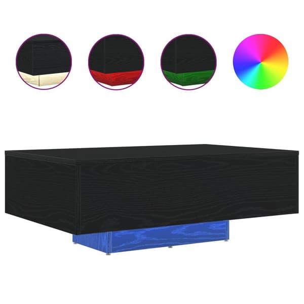vidaXL Sohvapöytä LED-valoilla Musta Tammi 85x55x31 cm