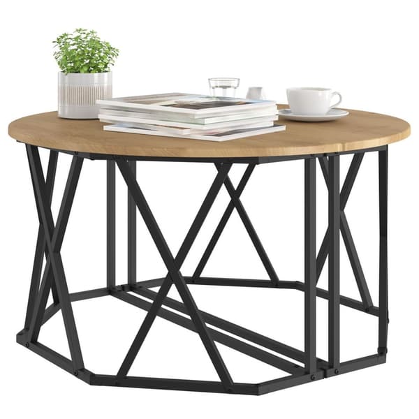 vidaXL Artisan eg, Sort MDF, Metal Stort Dekorativt Bord Sofabord