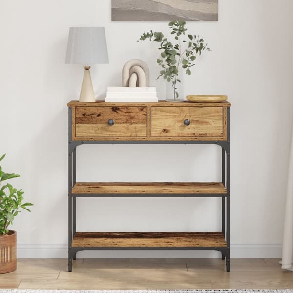 vidaXL Konsoli Pöytä Vanha Puu 72,5x25x75 cm Ominaisuudet Puu & Teräs