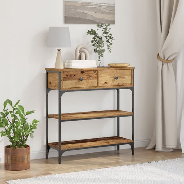 vidaXL Konsoli Pöytä Vanha Puu 72,5x25x75 cm Ominaisuudet Puu & Teräs