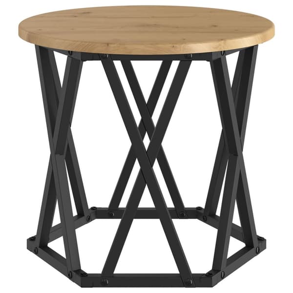 vidaXL Artisan eg, Sort Solidt egetræ, Metal Medium Dekorative indlæg