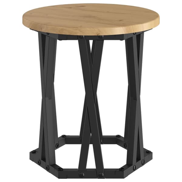 vidaXL Artisan eg, Sort Solidt egetræ, Metal Medium Dekorative indlæg