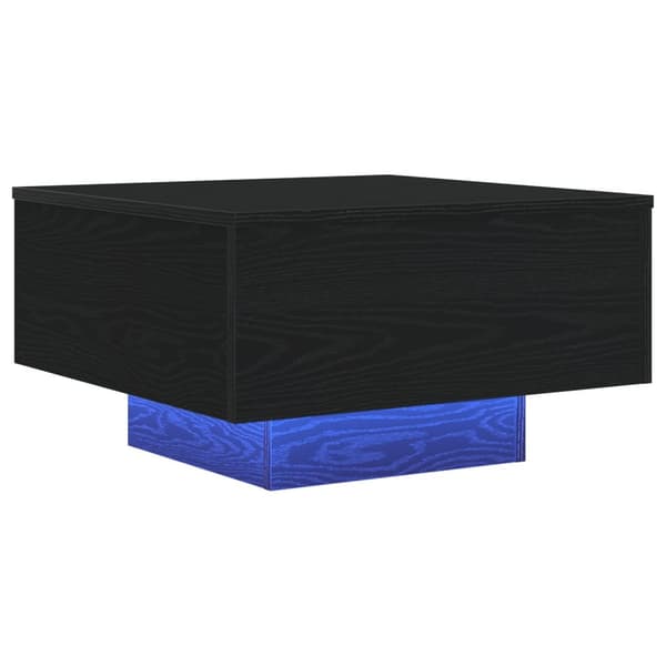 vidaXL Kahvipöytä LED-valoilla Musta Tammi 55x55x31 cm