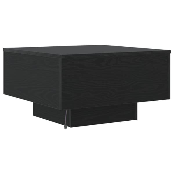 vidaXL Kahvipöytä LED-valoilla Musta Tammi 55x55x31 cm