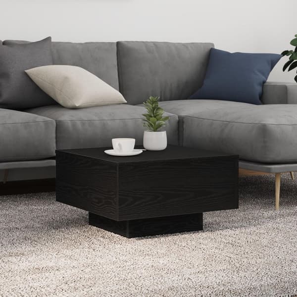 vidaXL Kahvipöytä LED-valoilla Musta Tammi 55x55x31 cm