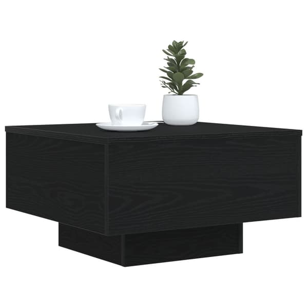 vidaXL Kahvipöytä LED-valoilla Musta Tammi 55x55x31 cm
