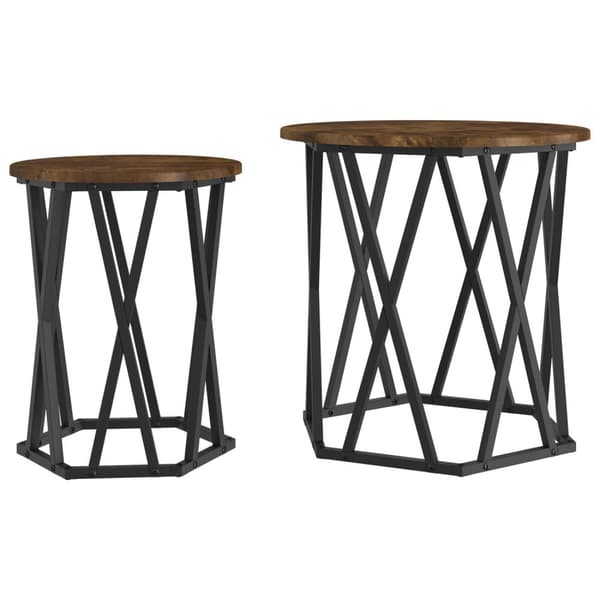 vidaXL Sidebord 2 stk Røkt Eik Konstruksjonsmateriale