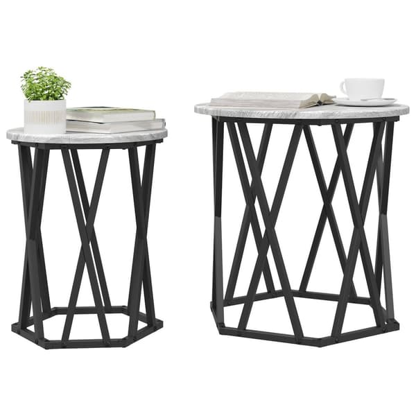 vidaXL Sidebord 2 stk Grå Sonoma Konstruert Tre