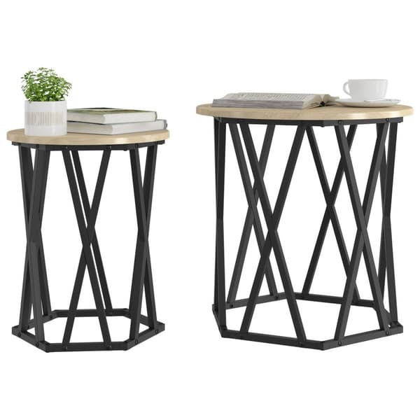 vidaXL Sidebord 2 stk Sonoma Eik Konstruksjons Tre