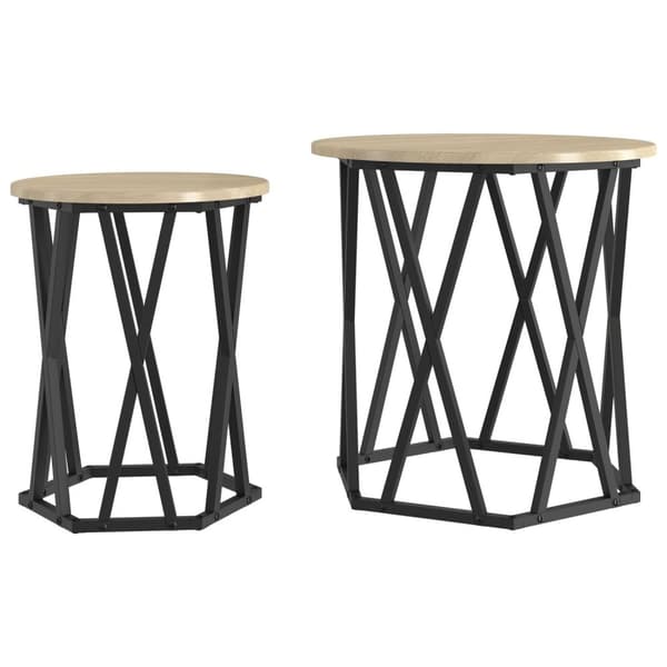 vidaXL Sidebord 2 stk Sonoma Eik Konstruksjons Tre