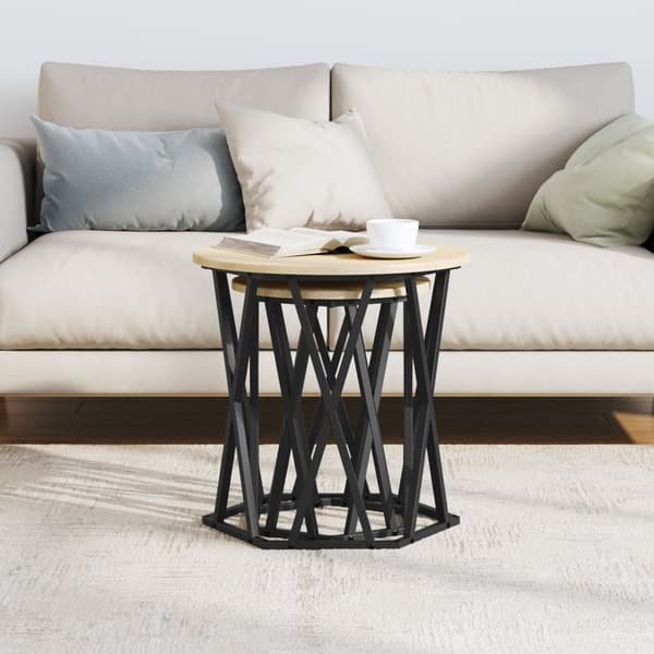 vidaXL Sidebord 2 stk Sonoma Eik Konstruksjons Tre