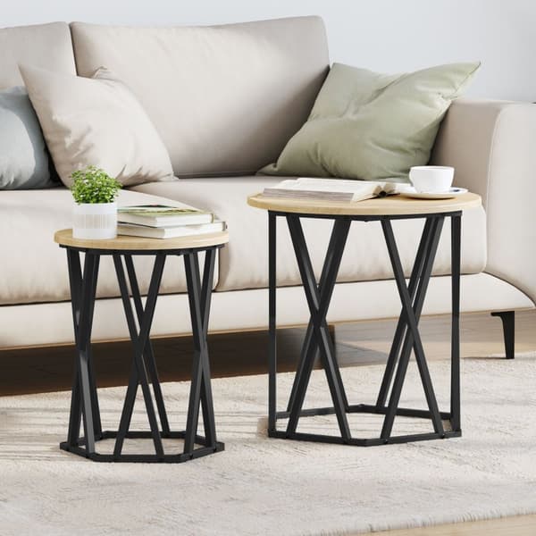 vidaXL Sidebord 2 stk Sonoma Eik Konstruksjons Tre