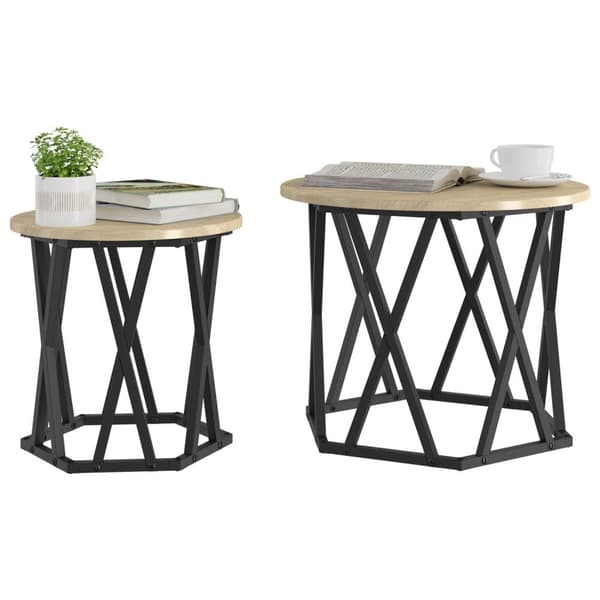 vidaXL Nesting Sidebord 2 stk Sonoma Eik Konstruert Tre