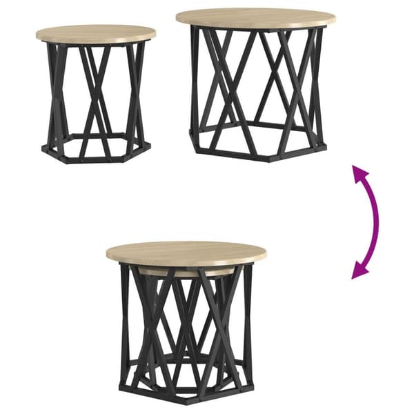 vidaXL Nesting Sidebord 2 stk Sonoma Eik Konstruert Tre