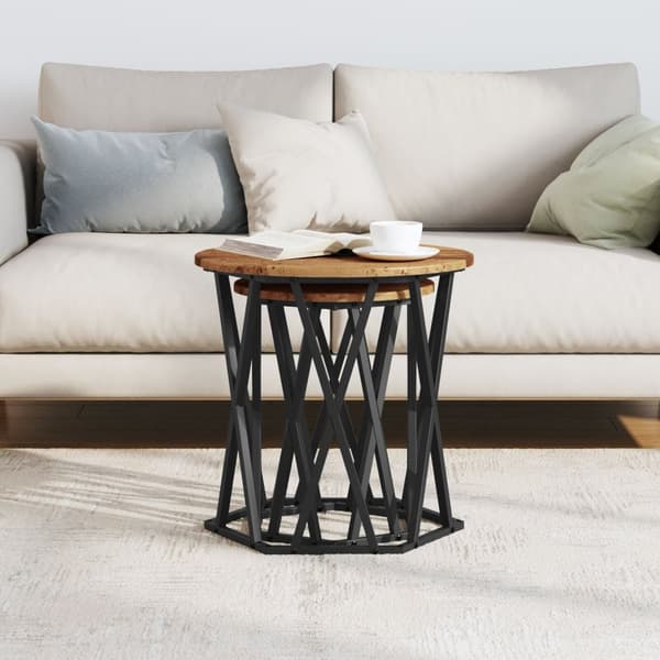 vidaXL Sidebord 2 stk Gamle Treverket Ingeniørtre