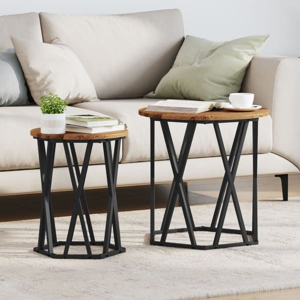 vidaXL Sidebord 2 stk Gamle Treverket Ingeniørtre