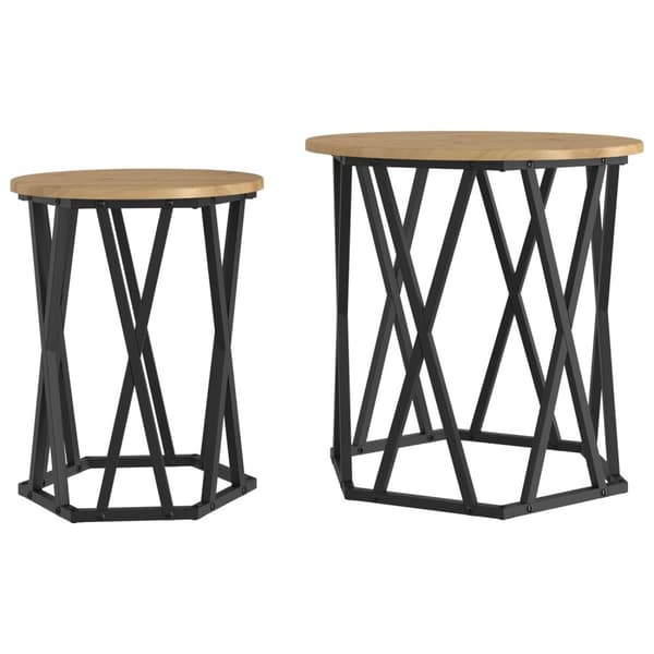 vidaXL Sidebord 2 stk i Artisan Eik Konstruert Tre