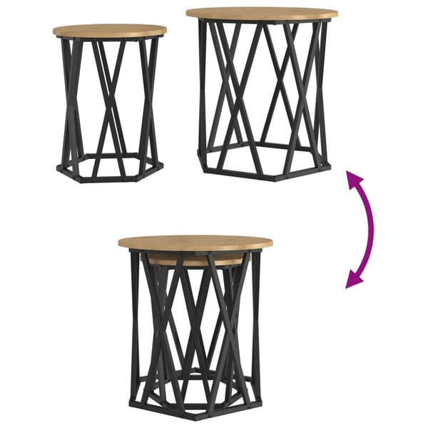 vidaXL Sidebord 2 stk i Artisan Eik Konstruert Tre