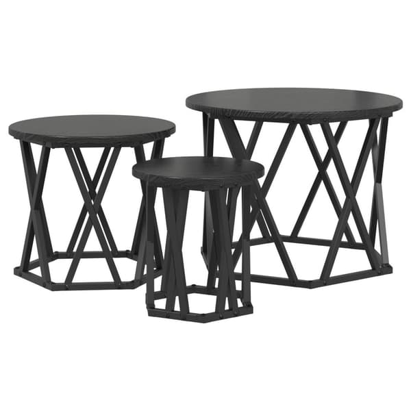 vidaXL Sort egetræ Konstrueret træ, Metal Medium Sofabord Rund