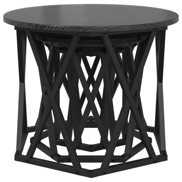 vidaXL Svart ek Konstruerat trä, Metall Medium Kaffebord Rund Modern