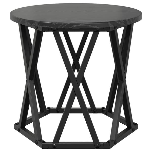 vidaXL Svart ek Konstruerat trä, Metall Medium Kaffebord Rund Modern