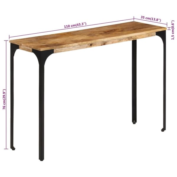 vidaXL Konsollbord brun 110x35x76 cm heltre mango og jern