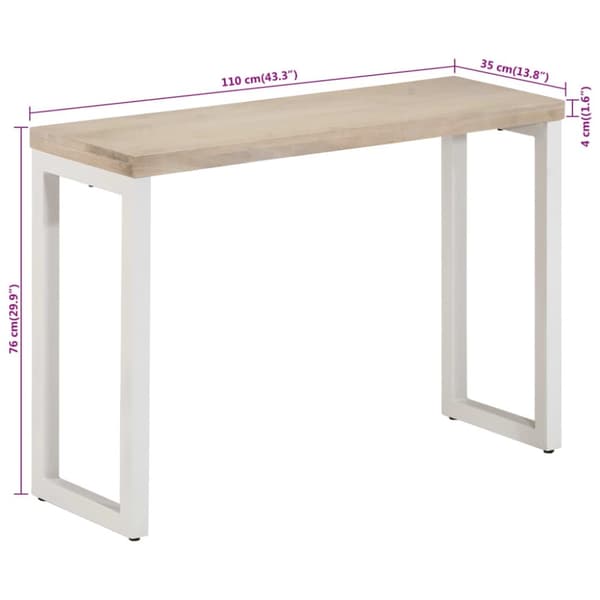 vidaXL Konsollbord brun 110x35x76 cm heltre mango og jern