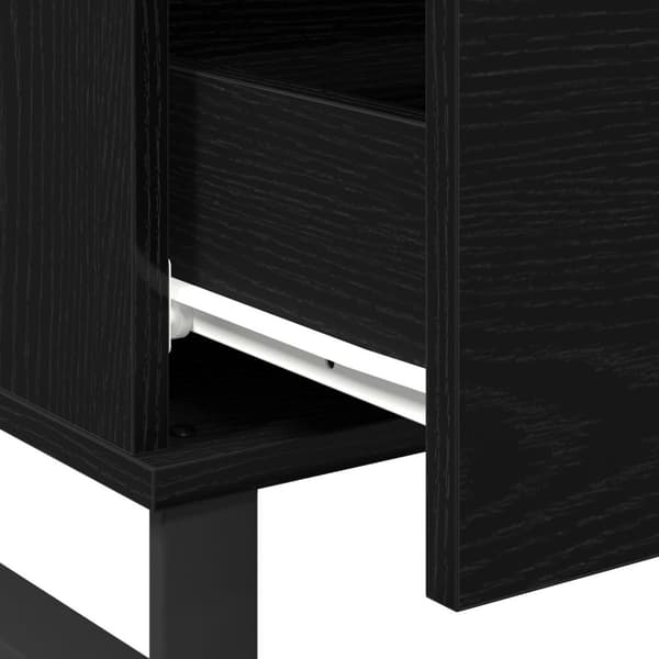 vidaXL Sofabord Sort egetræ Konstrueret træ og metal Standard Opbevaring