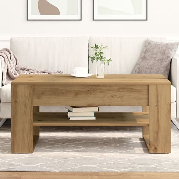 vidaXL Sofabord Artisan egetræ Massivt egetræ Medium Sofabord